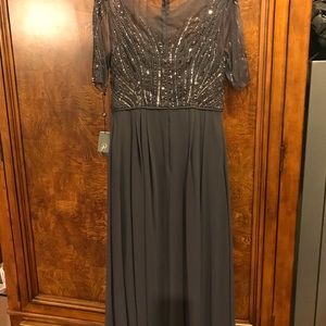 Adrianna Papell Gunmetal Beaded Dress